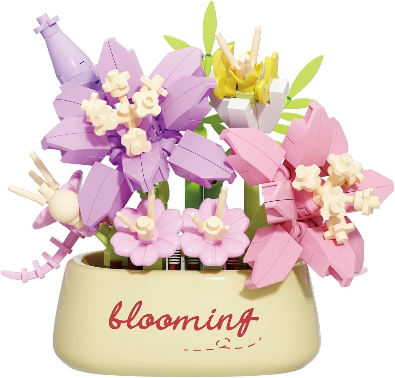 Crown Lily Mini Flower Potted Bonsai Building Toy | Micro block succulent pla...