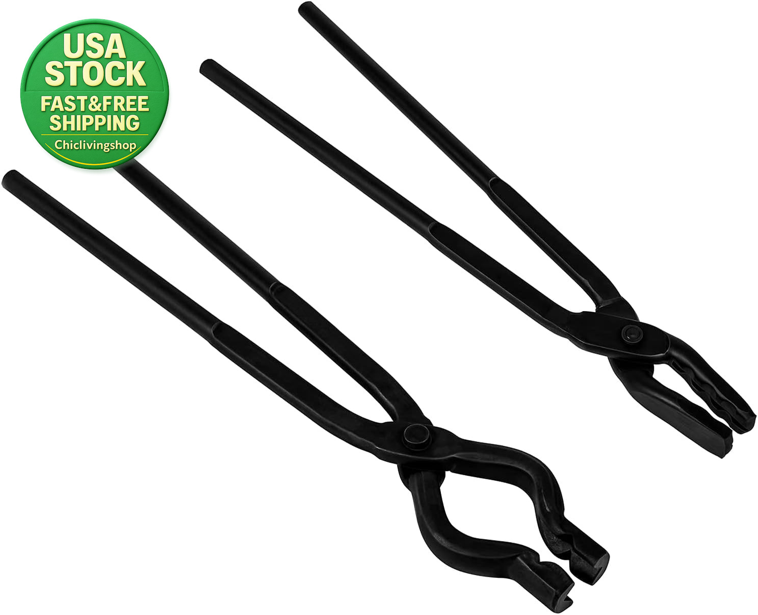 Blacksmith Tongs Set Wolf Jaw V-Bit Forging Tools for Knife Making 16 Inch