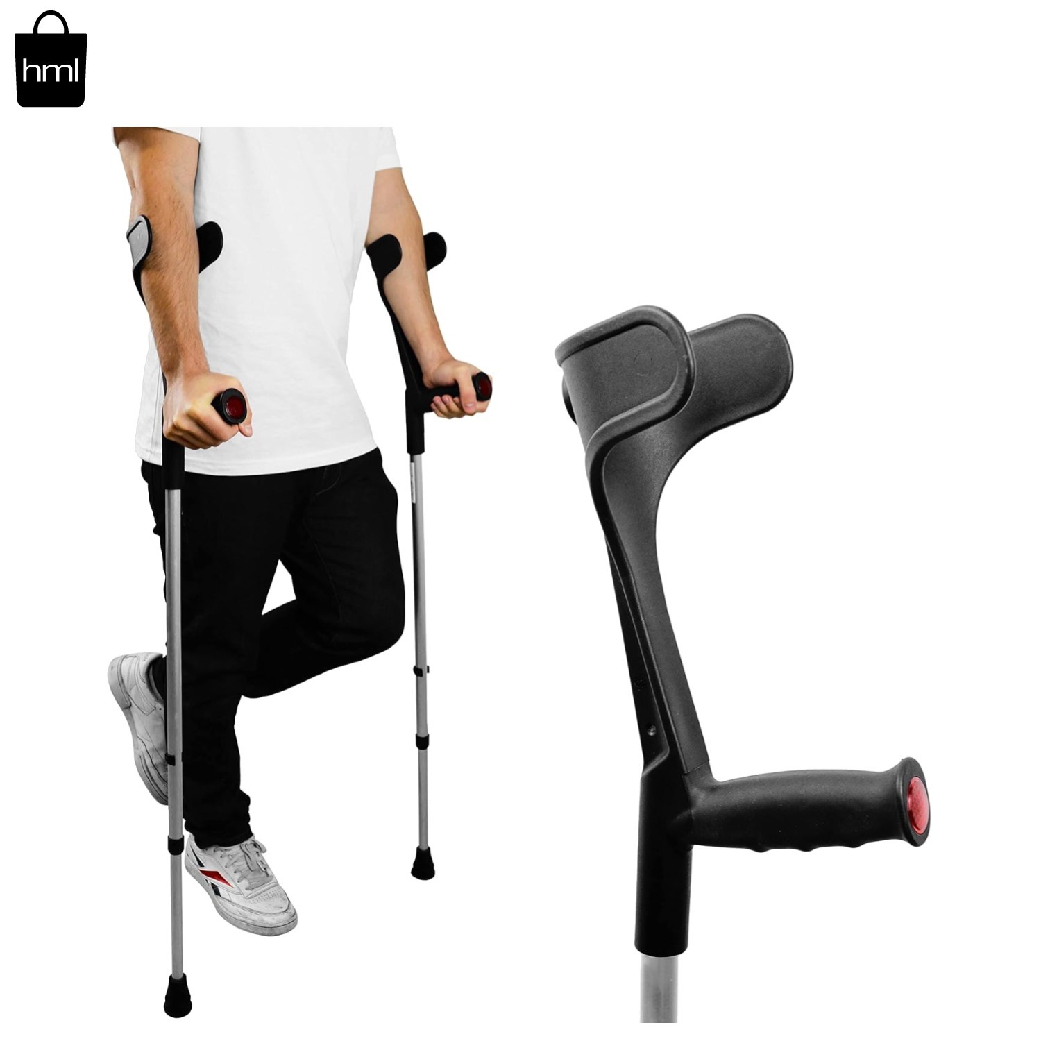 Adjustable Aluminum Crutches for Adults - Ideal for Recovery, Pair of 2