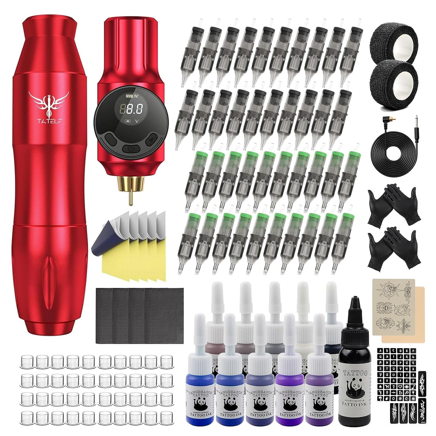 Rotary Pen Wireless Complete Kit for Beginner Body Art | 2000Mah RCA Power Suppl