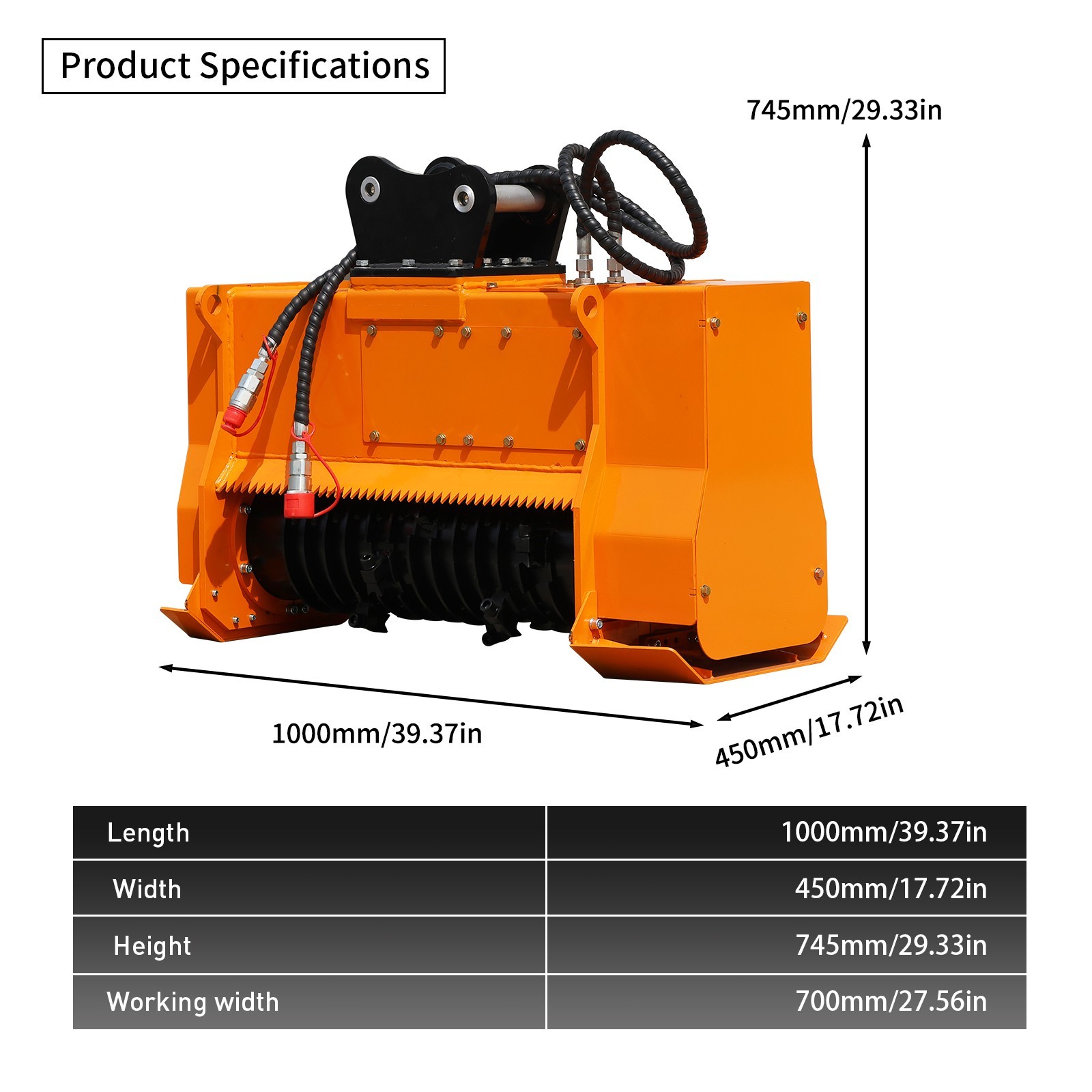 Hydraulic Forestry Mulcher for 3-4 Ton Mini Excavator Brush Cutter 40mm Pin NEW