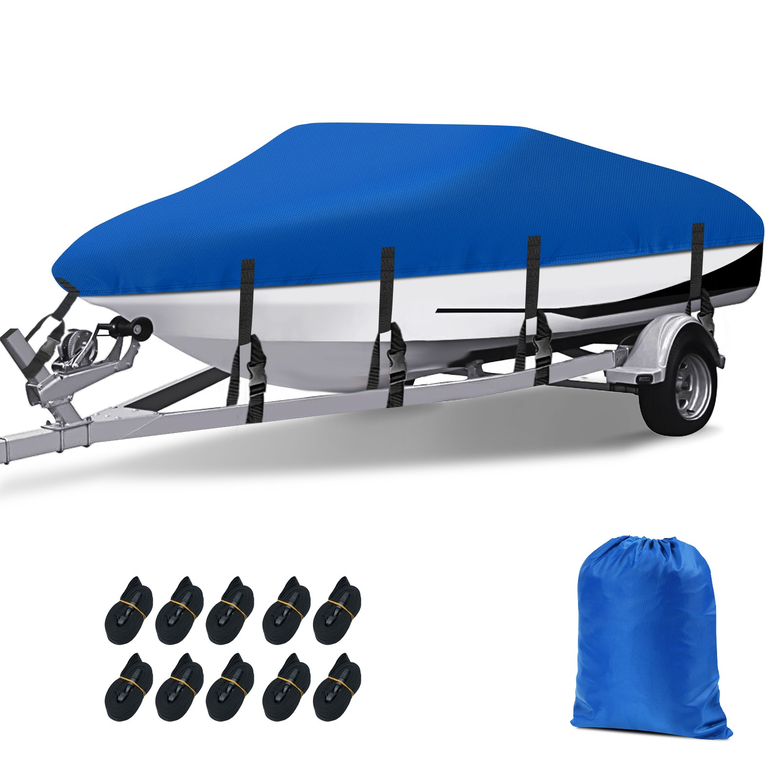 Trailerable Boat Cover Waterproof Heavy Duty Marine Grade Fits V-Hull Runabouts