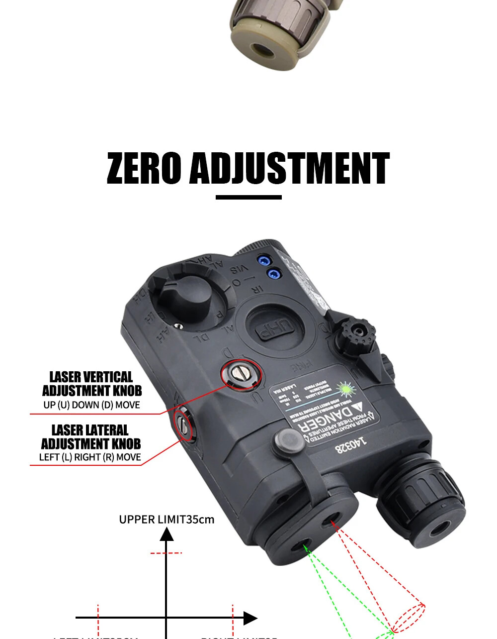 Airsoft UHP PEQ 15 Green Blue Laser Indicator Strobe Flashlight IR Fill Light