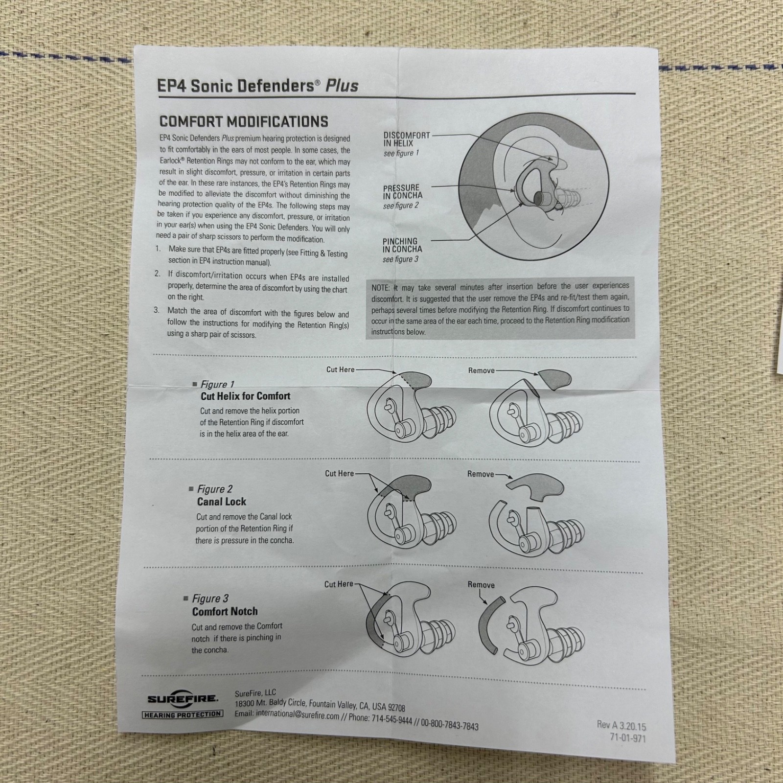 SUREFIRE EAR PLUGS - Sizes , Sonic Defender Protection Noise Reduction NEW EP4