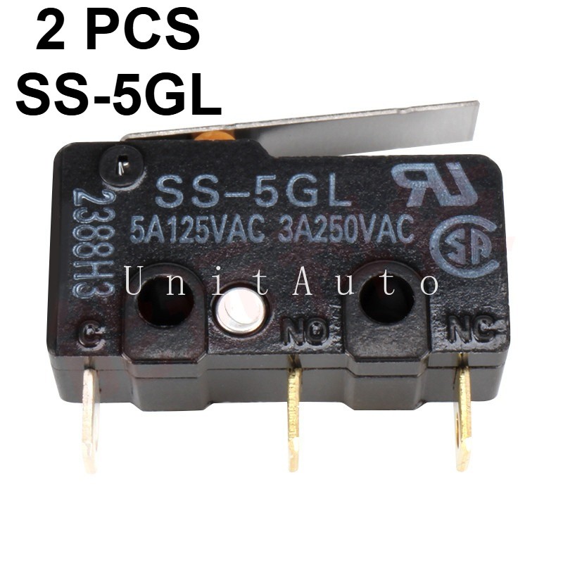 2Pc OMRON SS-5GL Straight Handle Microswitch 3Pin 5A125VAC 3A250VAC Limit Switch