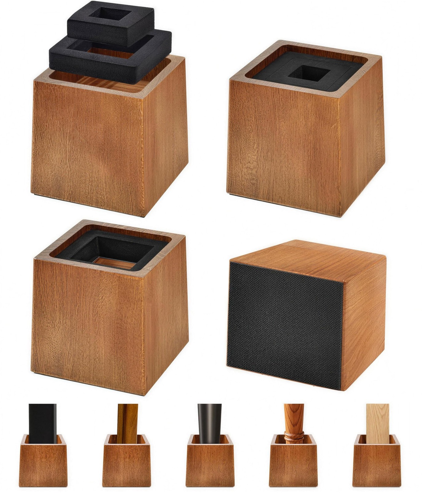 4 Pack Bed Risers Heavy Duty 4"H Inner 3" H 1" Raised Edge Wooden Furniture