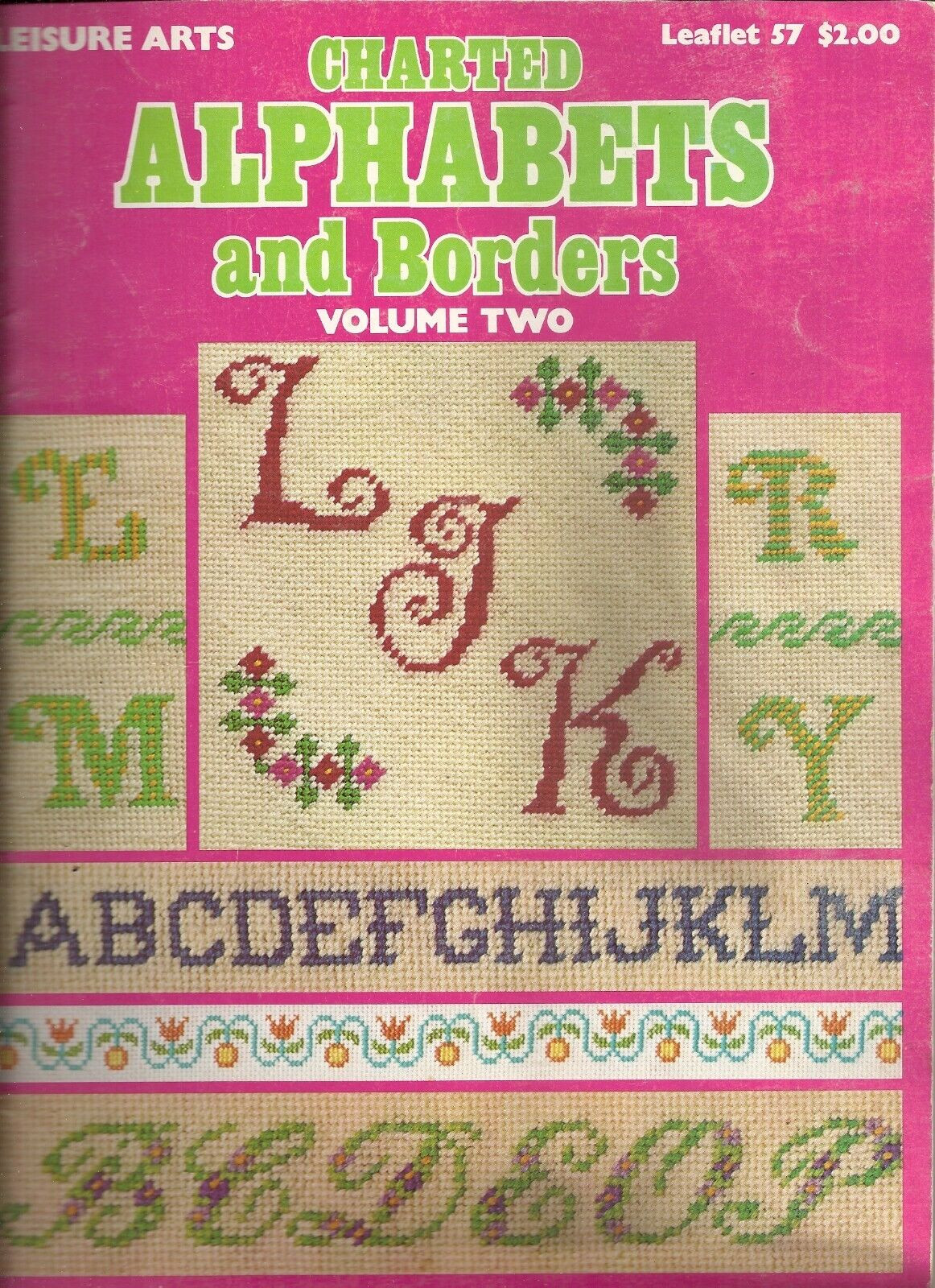 LEISURE ARTS CHARTED ALPHABETS & BORDERS FOR CROSS STITCH & NEEDLEPOINT LEAFLET