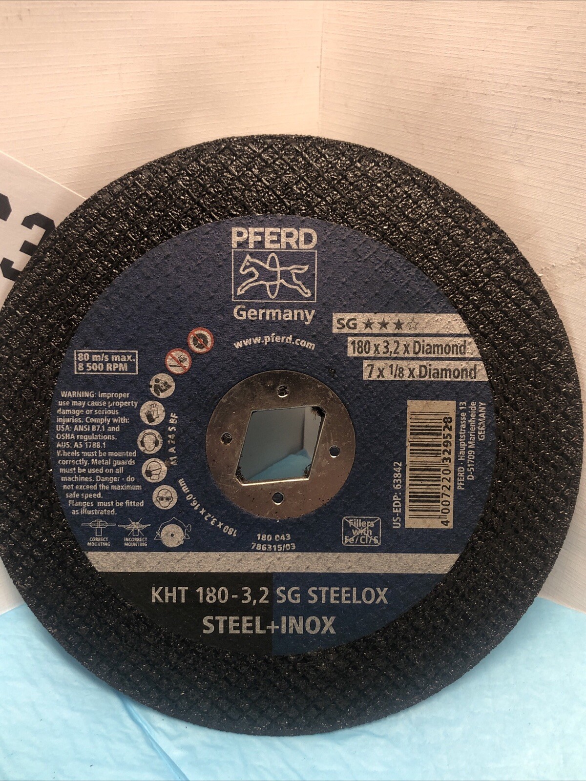 SET OF 2-PFERD 63842  7" in. x 1/8x DIAMOND ARBOR Metal CUT OFF Wheel-CIRC SAW