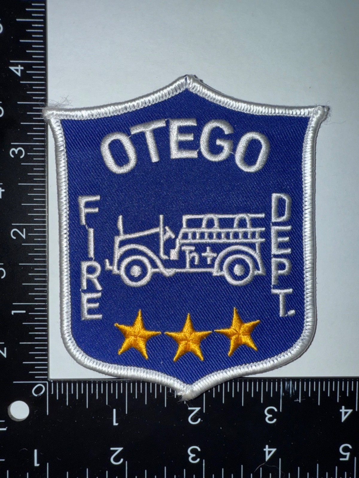 Otego New York NY Fire Department Shoulder Patch Obsolete Embroidered Fire Truck