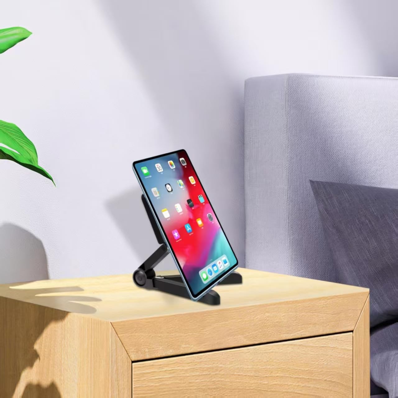 Tablet Stand Holder, Adjustable, Portable, Foldable, Light-Weight, black