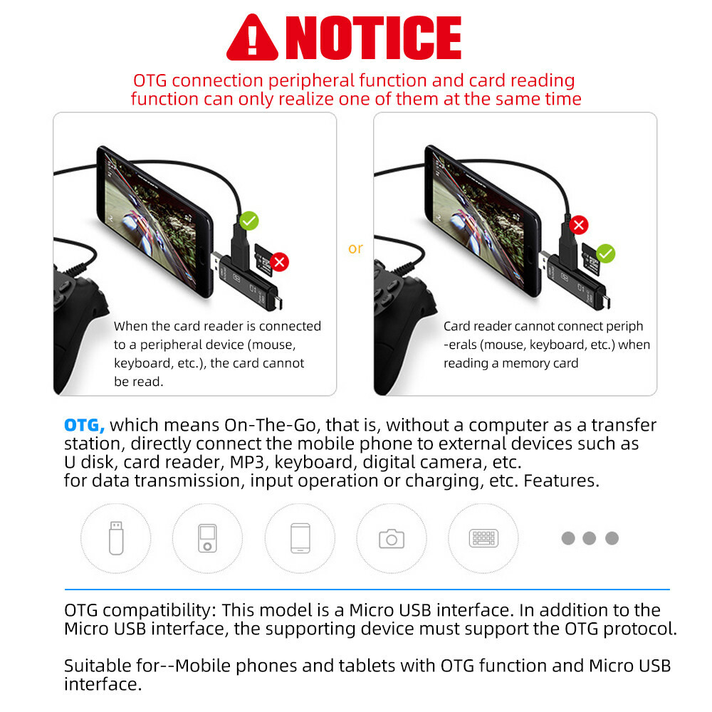 Card Reader USB 3.0 Micro USB Type C MicroSD OTG Memory Adapter Laptop Computer