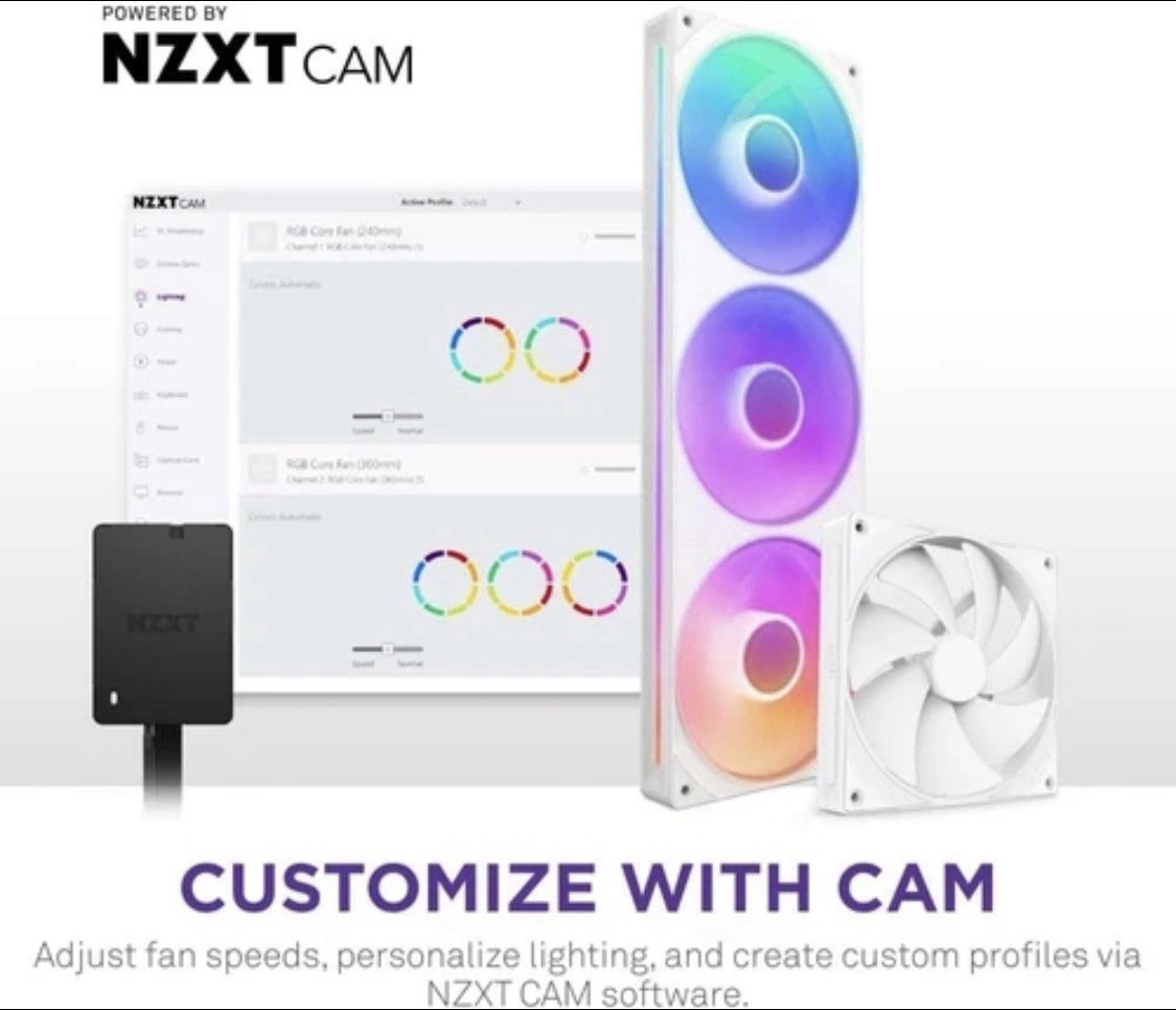 NZXT Control Hub RGB Lighting PWM Fan Speed Controller CAM Software