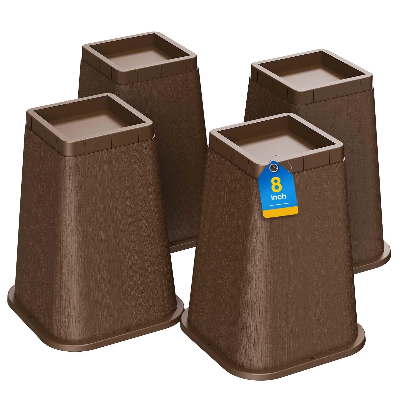 Bed Risers 8 Inch Heavy Duty Furniture Lifts Supports 6000 Lbs 8 PCS Set
