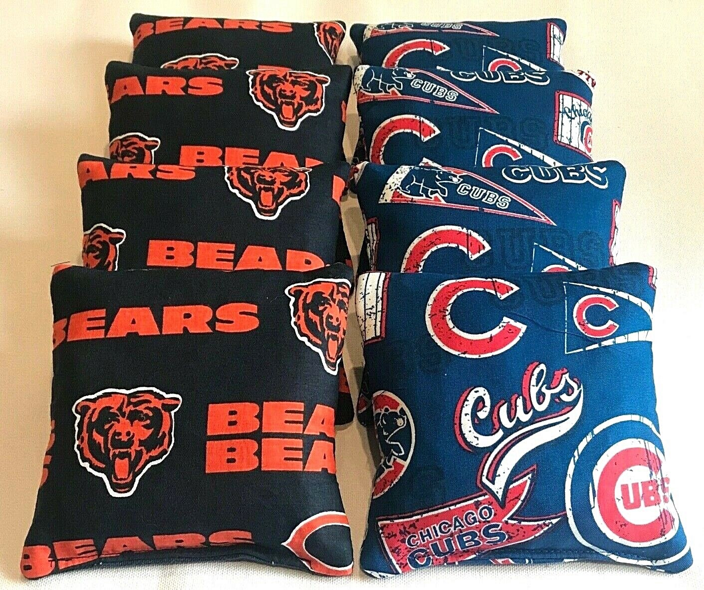 CHICAGO CUBS & BEARS CORNHOLE BEAN BAGS 8 TOP QUALITY TOSS GAME WATERPROOF