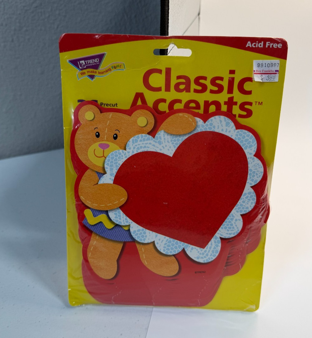 NEW TREND Classic Accents 36 Precut Shapes Bear Valentines Heart 2000