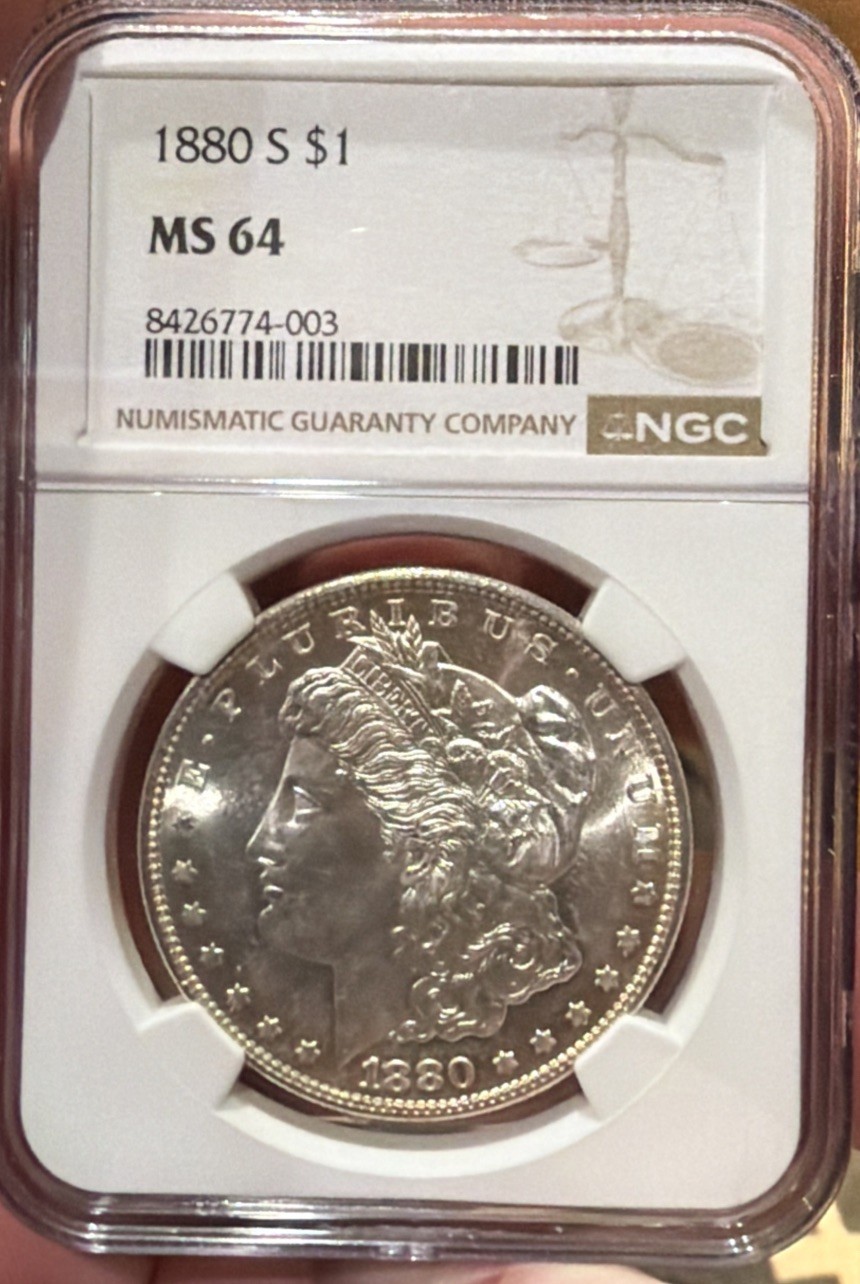 1880 S Morgan Silver Dollar MS-64 Slight Brown Tinted Toning… on NGC Brown Label