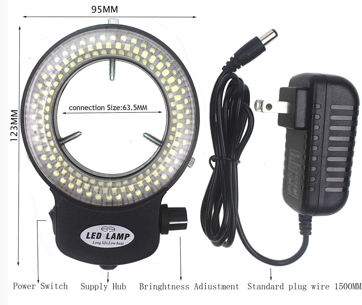 LED-144-ZK Professional Microscope Ring Light - Focused Illumination, Adjustable