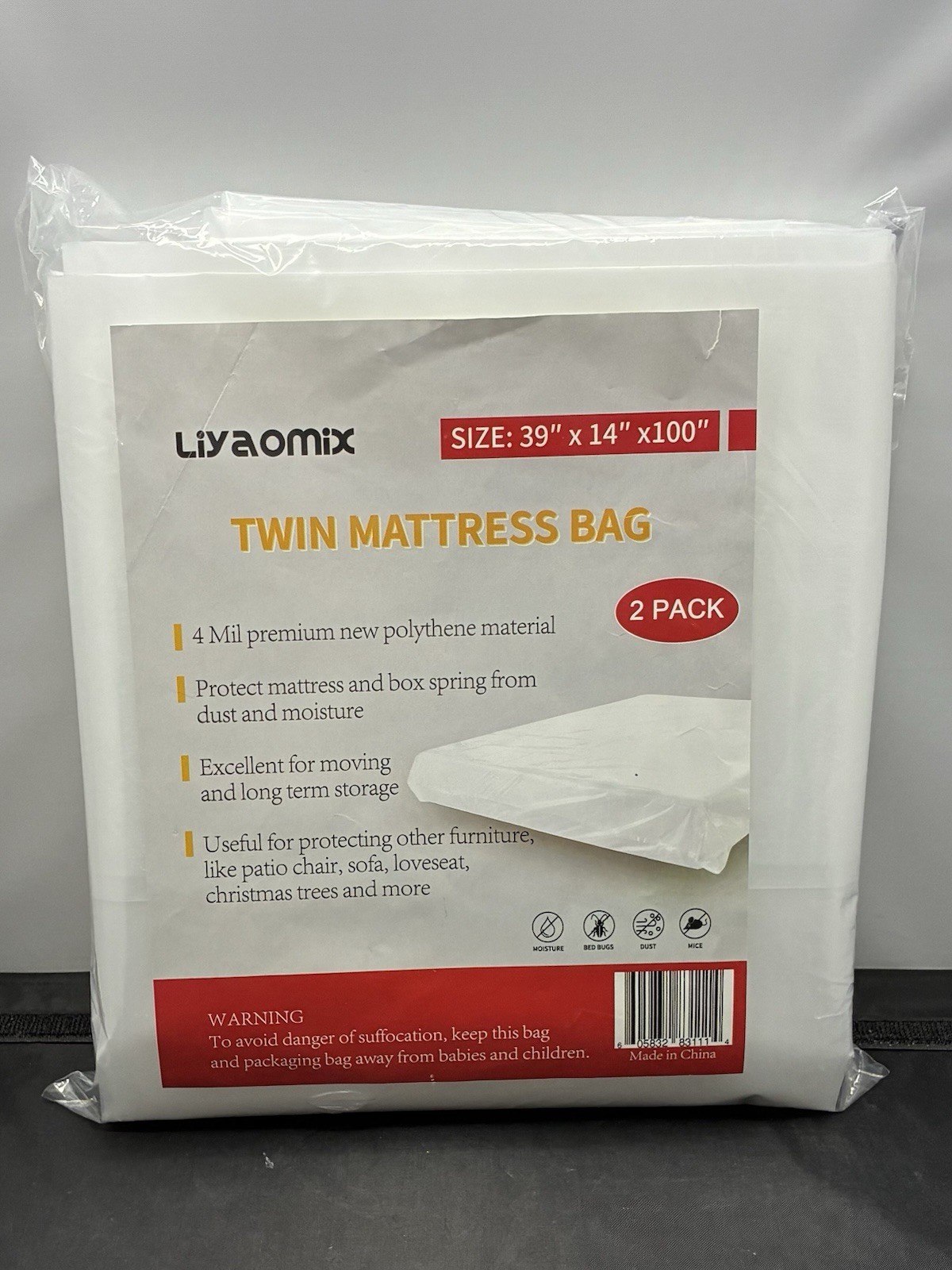 Liyaomix Twin Mattress Bag 39”x14”x100” - 2 Pack