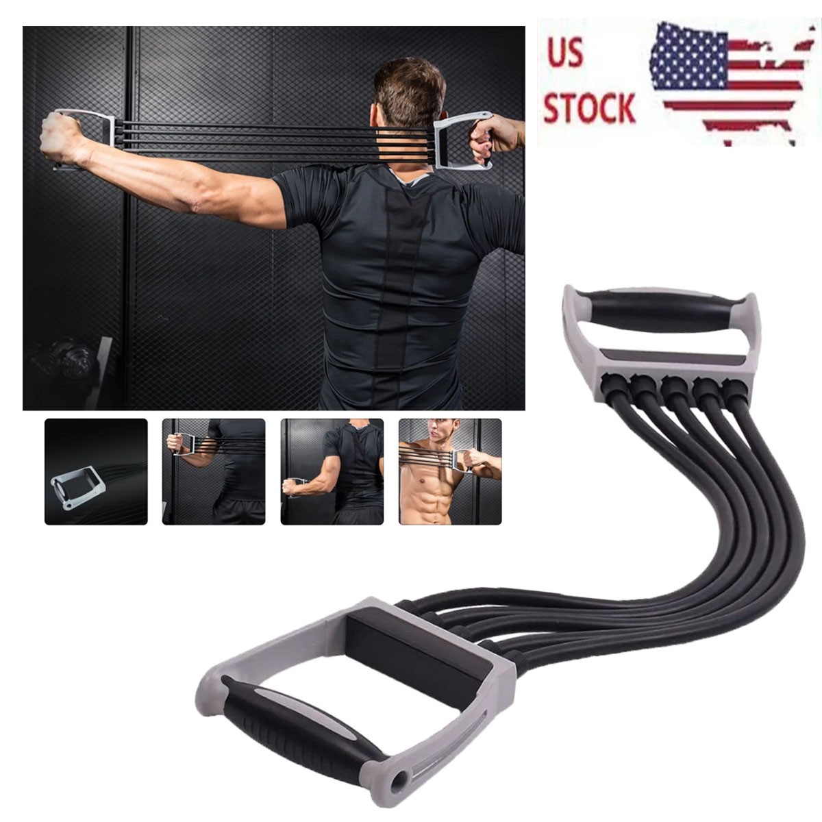 Resistance Band Set Strength Fitness Tube Exercise Yoga Workout Gym Home