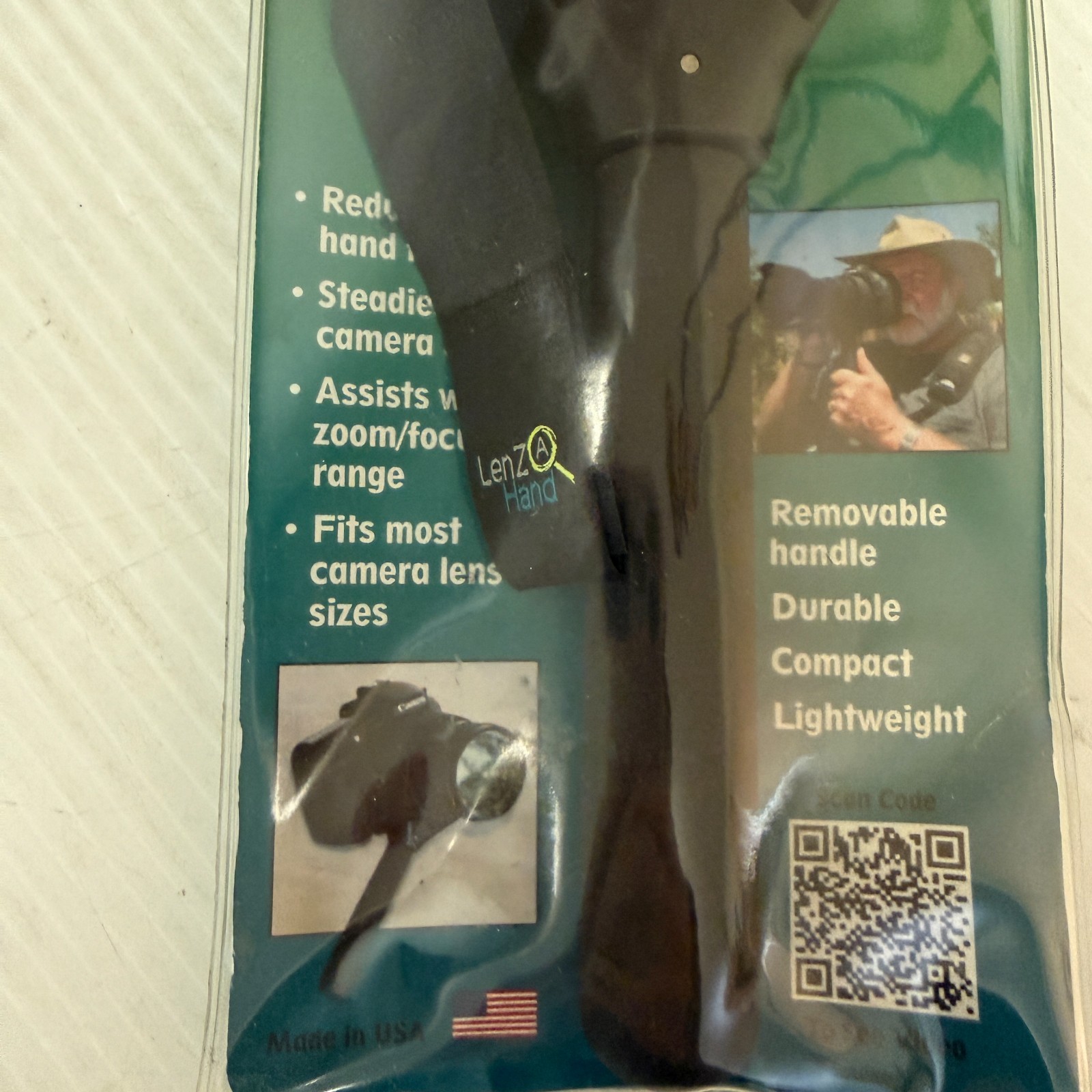 Camera Lens Grip Support Stabilizer By Lenz-A-Hand New In Package