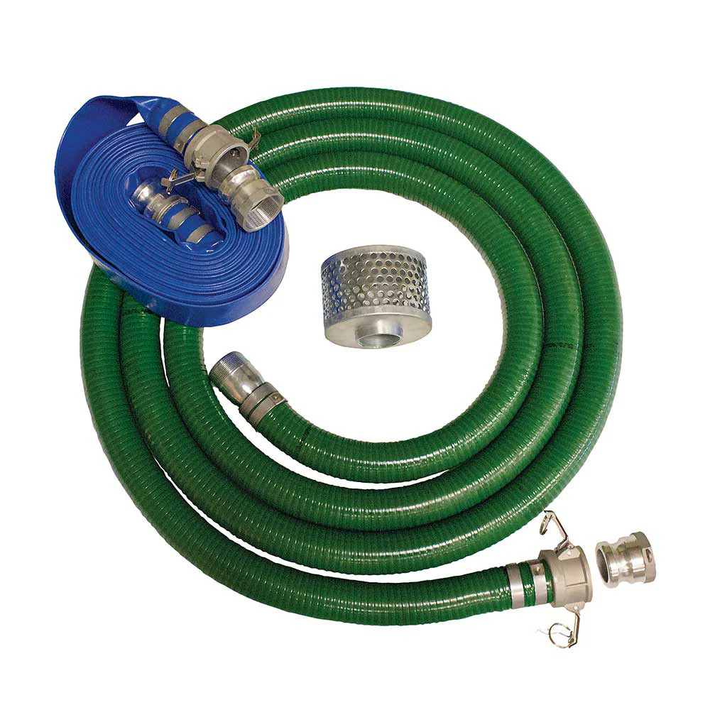 Brave 4-In. Hose Kit | 20-Ft. Suction Hose | 50-Ft. Discharge Hose | Quick