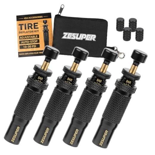 Adjustable Auto-Stop Tire Deflator Kit 10-30 PSI Screw-on Tyre Air Down Tool