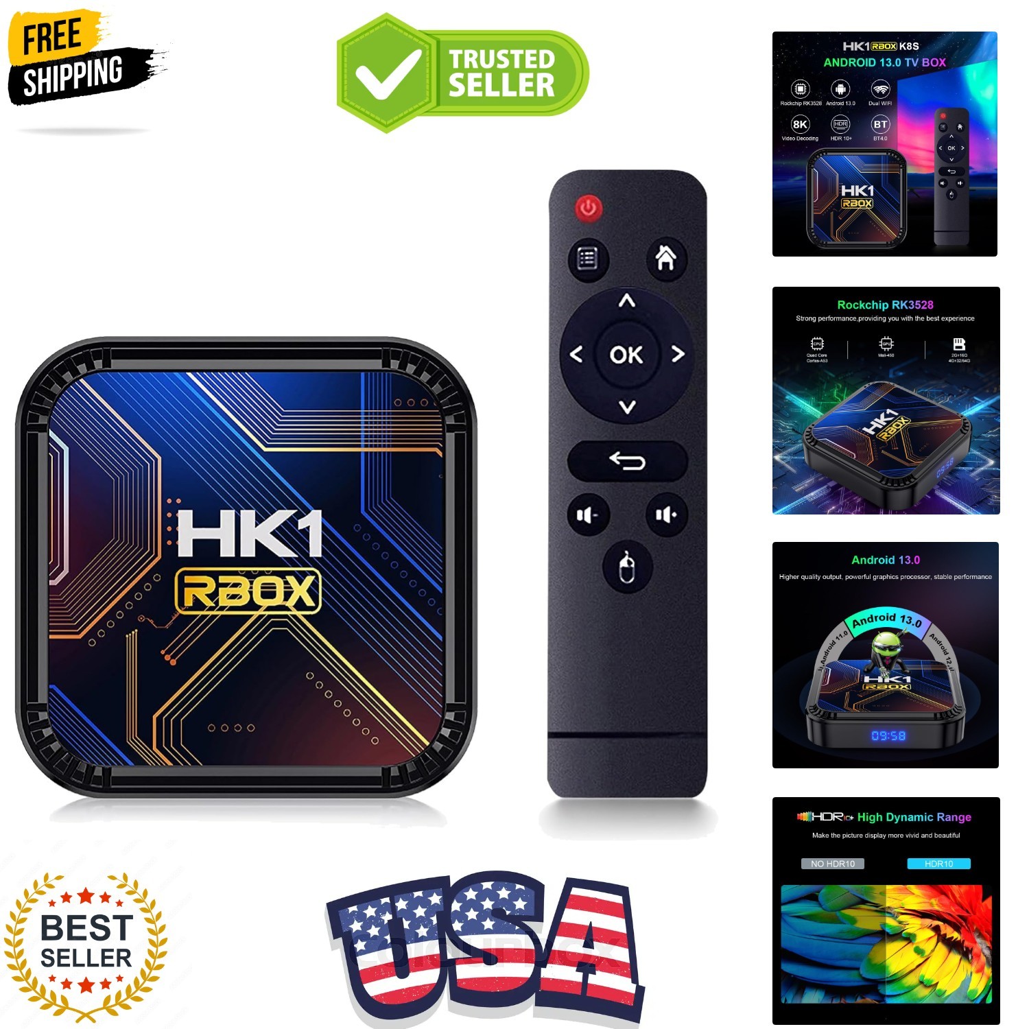 Android 13.0 TV Box, Android Box 2026 with 3D 8K 4GB RAM 32GB ROM RK3528 Quad...