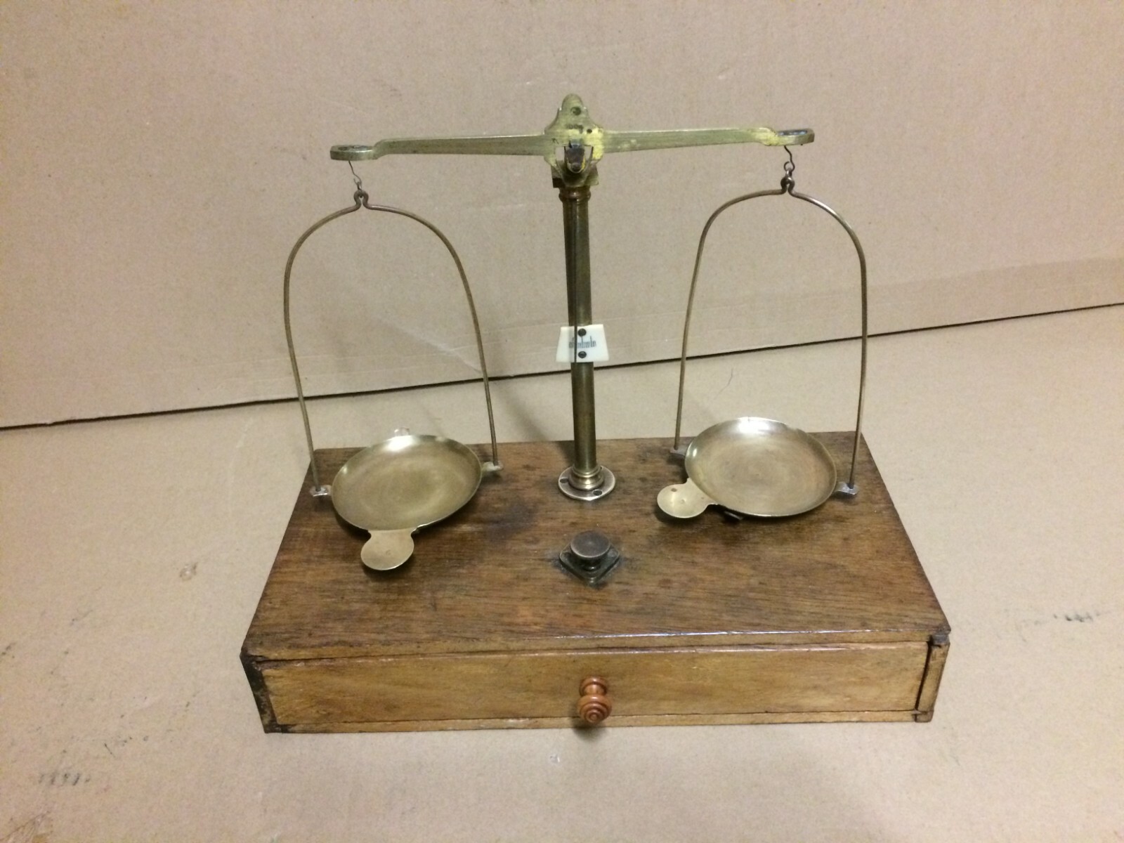 Trebuchet Scale Of Pharmacy Chêne And Brass Period 19th No