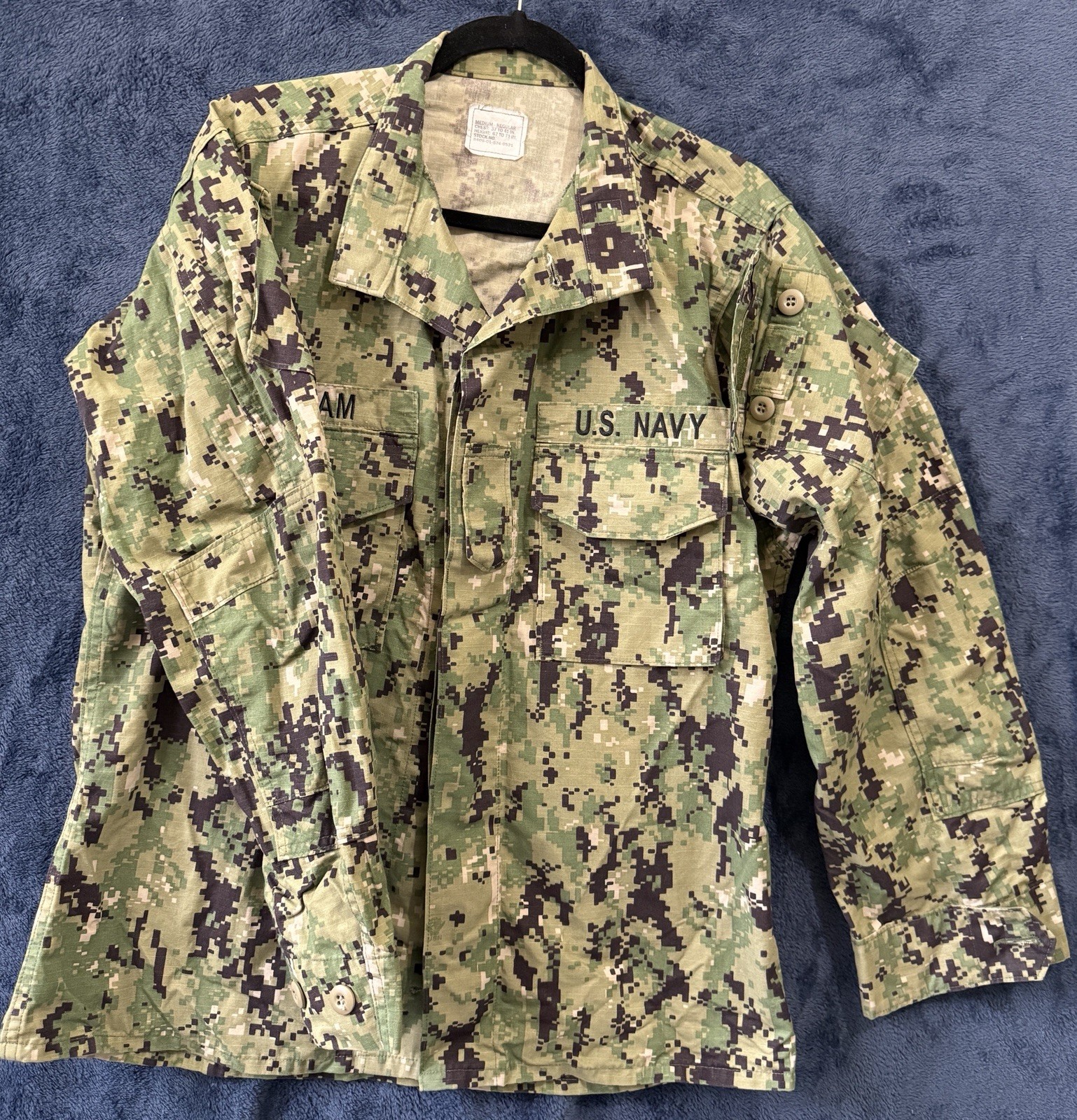 Military Shirt Men's Size Medium Regular  Blouse Navy Working Uniform Type III