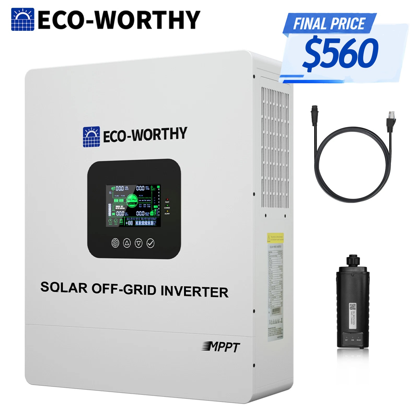 ECO-WORTHY 5KW 48V Solar Inverter Split Phase 100A Battery Charger UL1741