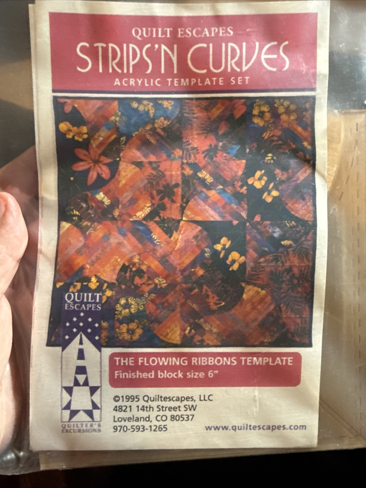 Quilt Escapes Strips N Curves  Acrylic Template Flowing Ribbons Block Size 6"