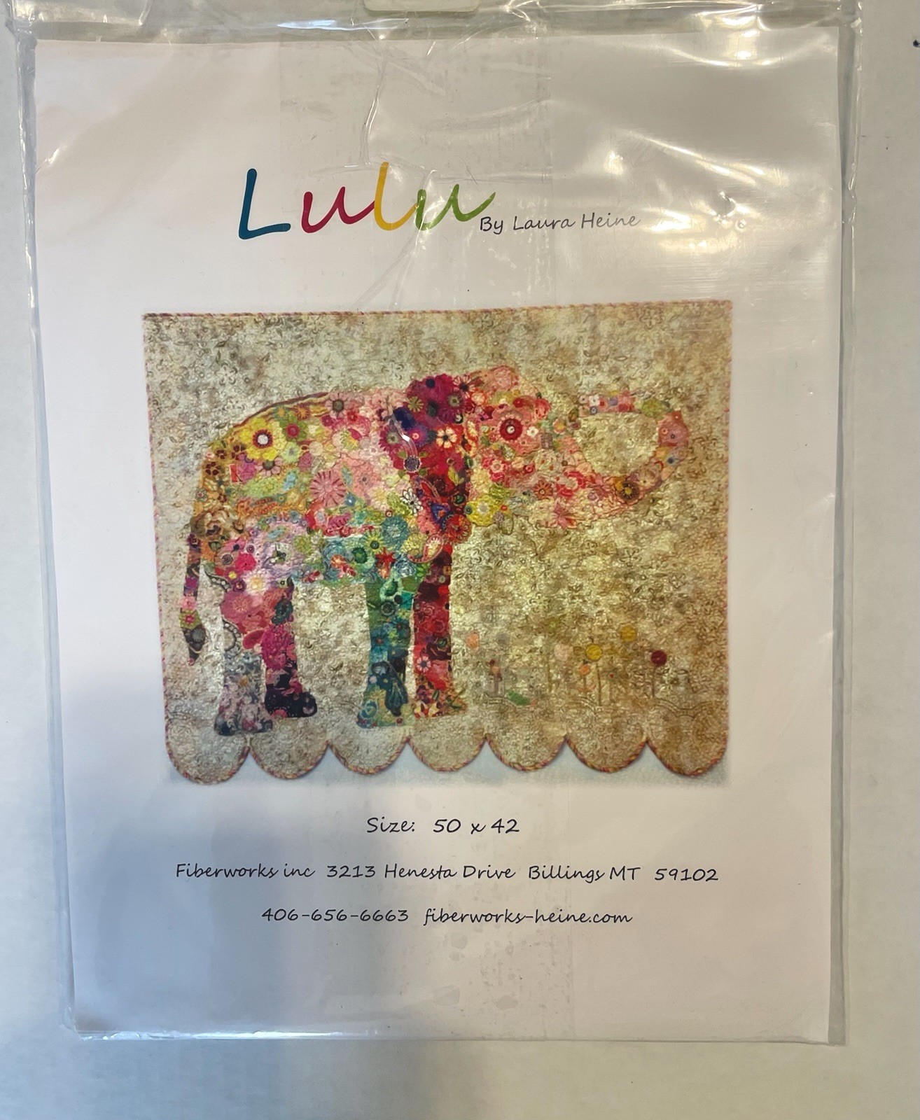 *LULU THE ELEPHANT QUILT PATTERN BY LAURA HEINE FIBERWORKS NEW