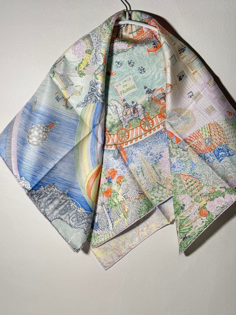 Authentic HERMES Scarf Silk 100% Carre 90 CRAZY FAUBOURG 2024 Multicolor Unused