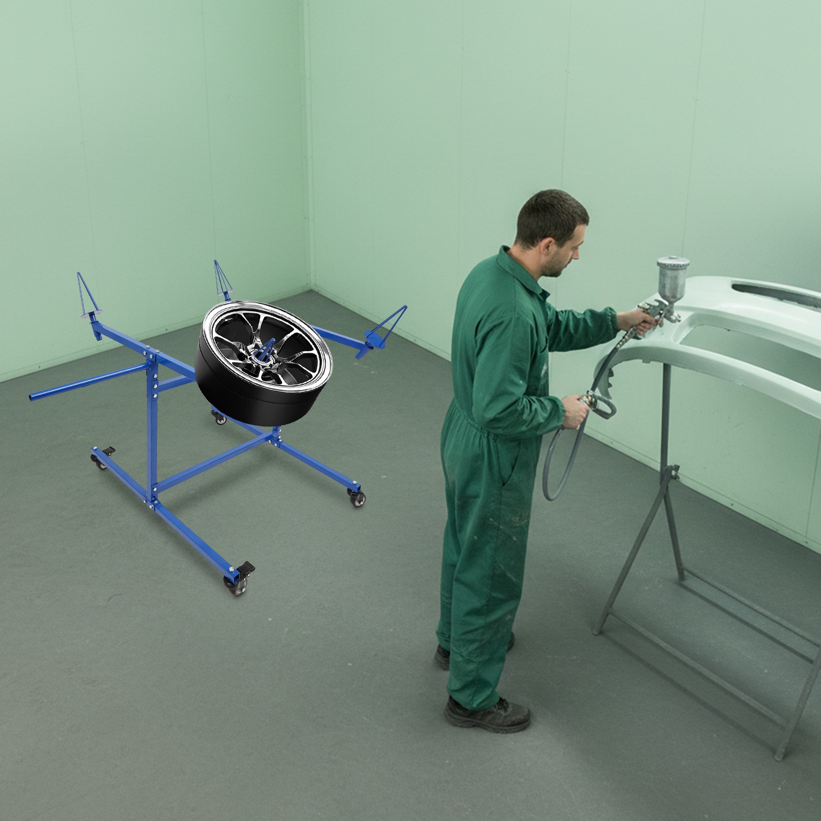 Mobile Wheel Panel Paint Stand Multi-function Paint Stand 4 Casters 2 With Brake