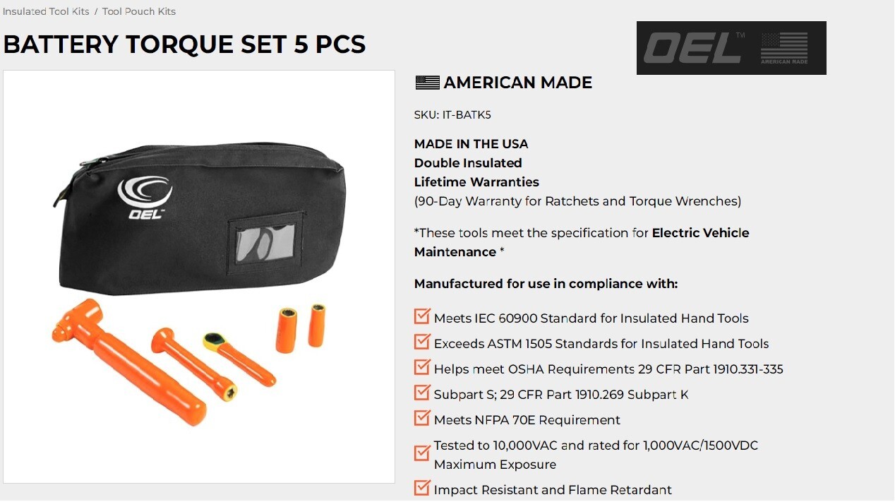 OEL 5 Piece Torque Battery Kit 1000V
