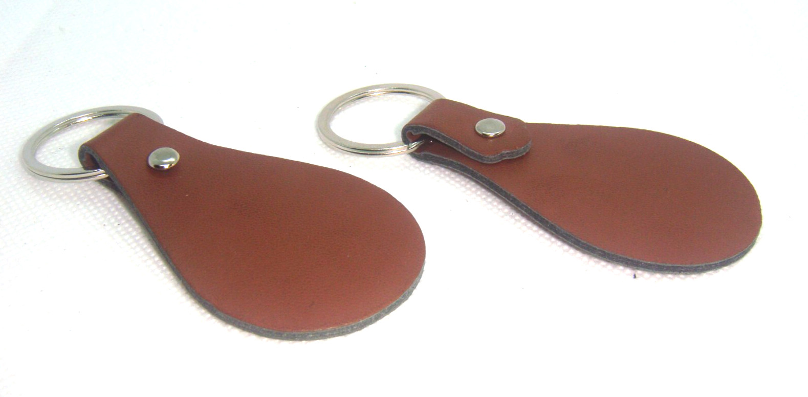 #2 Two Dark BROWN PU Leather Key Fob Blank KEY RING DIY Laser Engraving WRITE OK