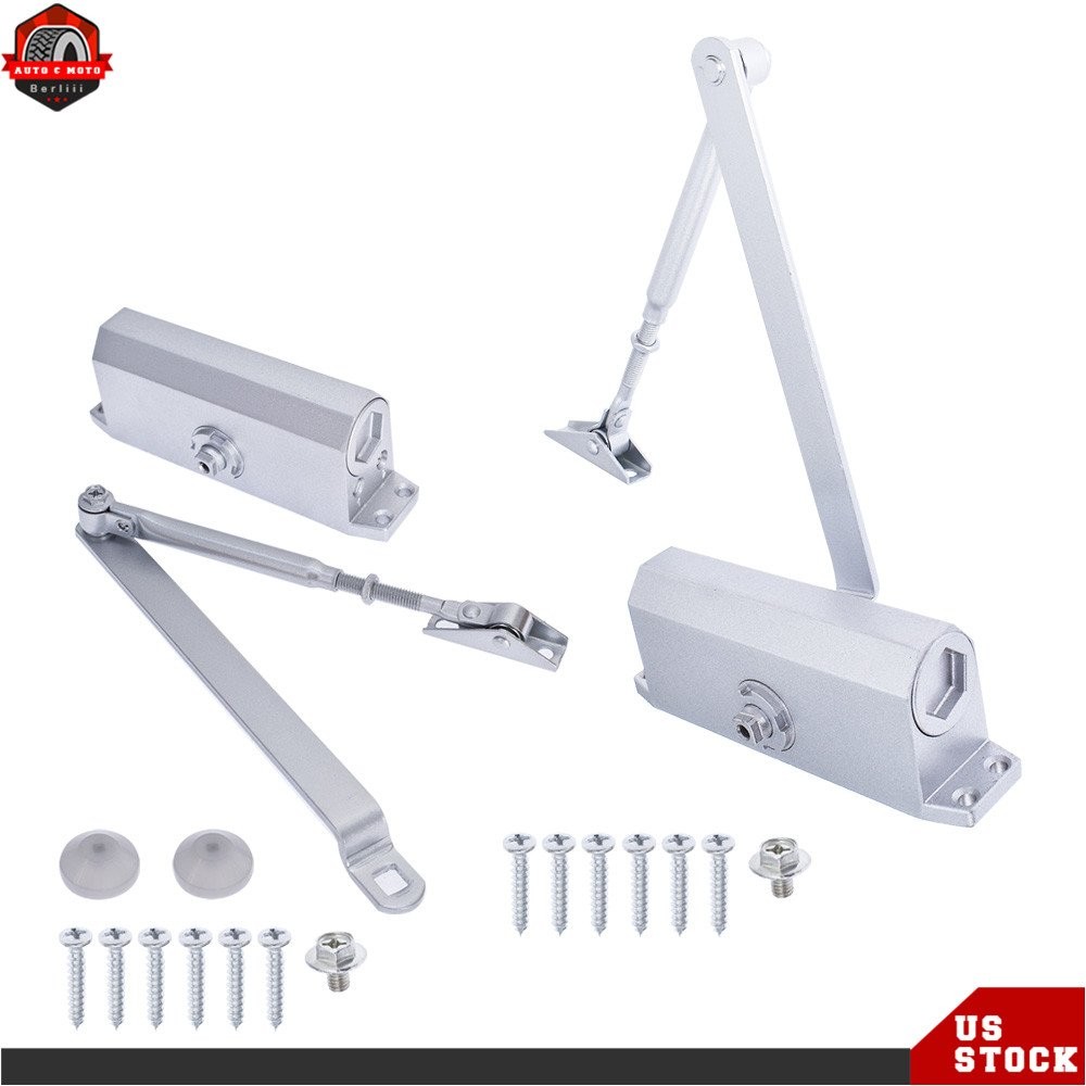 2× Aluminum Commercial Door Closer 45-65KG Two Independent Valves Control