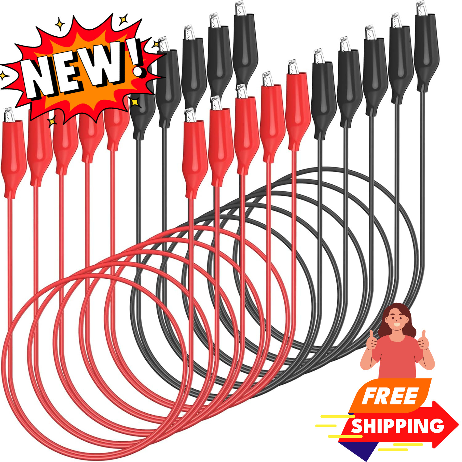 Goupchn - 10 pinzas de cocodrilo para pruebas eléctricas, cables de puente de do