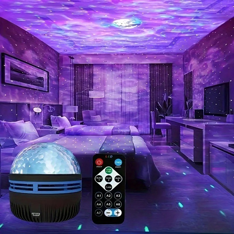 LED Galaxy Projector Night Light Starry Sky Lamp with Remote USB Rechargeable US
