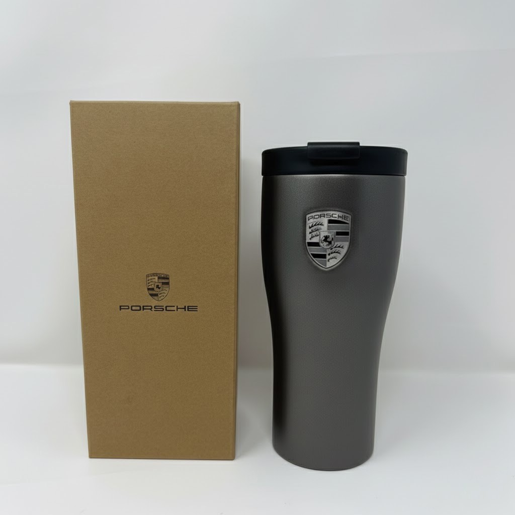 Porsche Thermal Mug Matte Gray | 450ml (15 fl oz) Stainless Steel Travel Cup