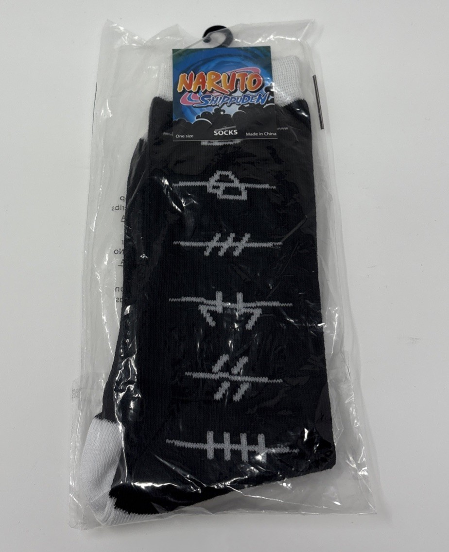 Anime Naruto shippuden socks Crunchy Roll White Black OS By Ripple Junction
