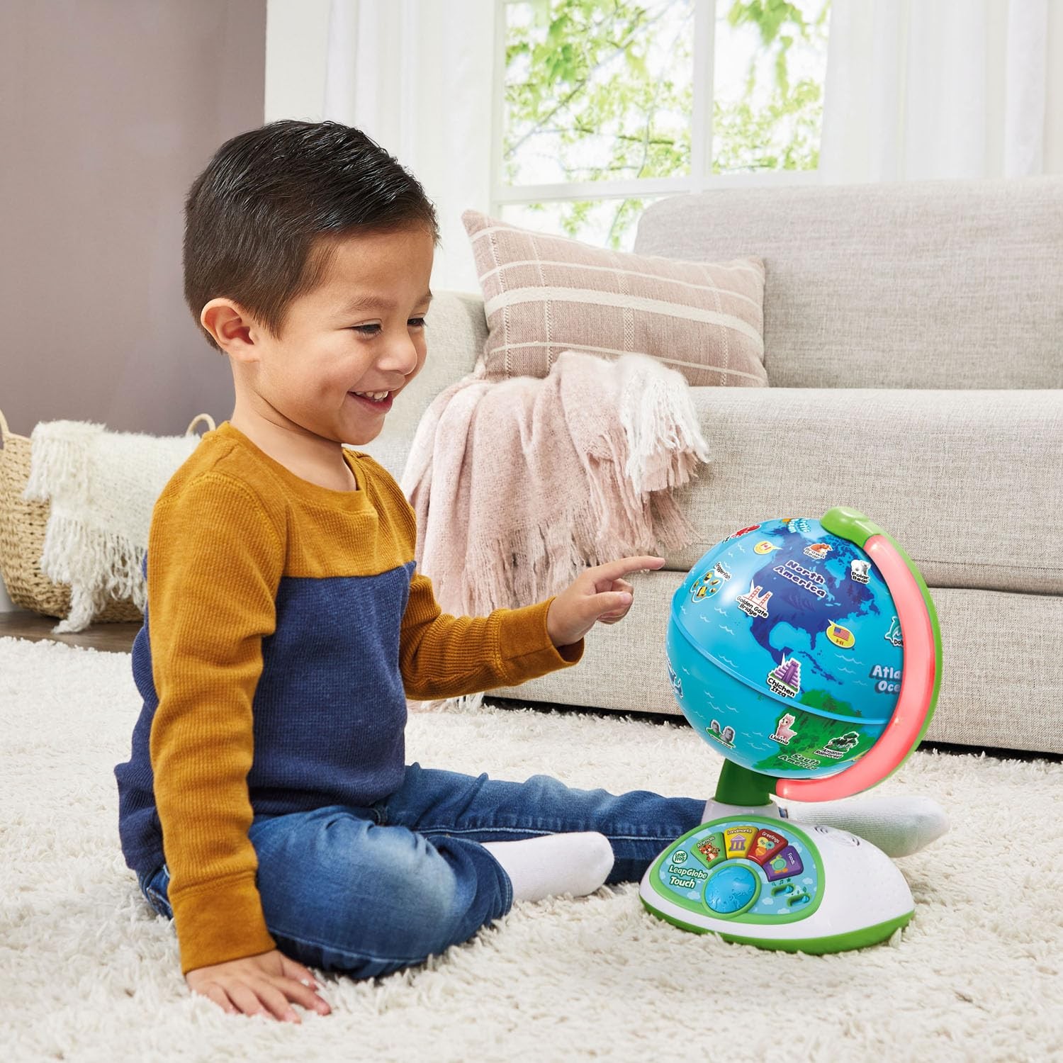 LeapGlobe Light-Up and Touch Interactive Electronic Globe for Kids, Explorati...