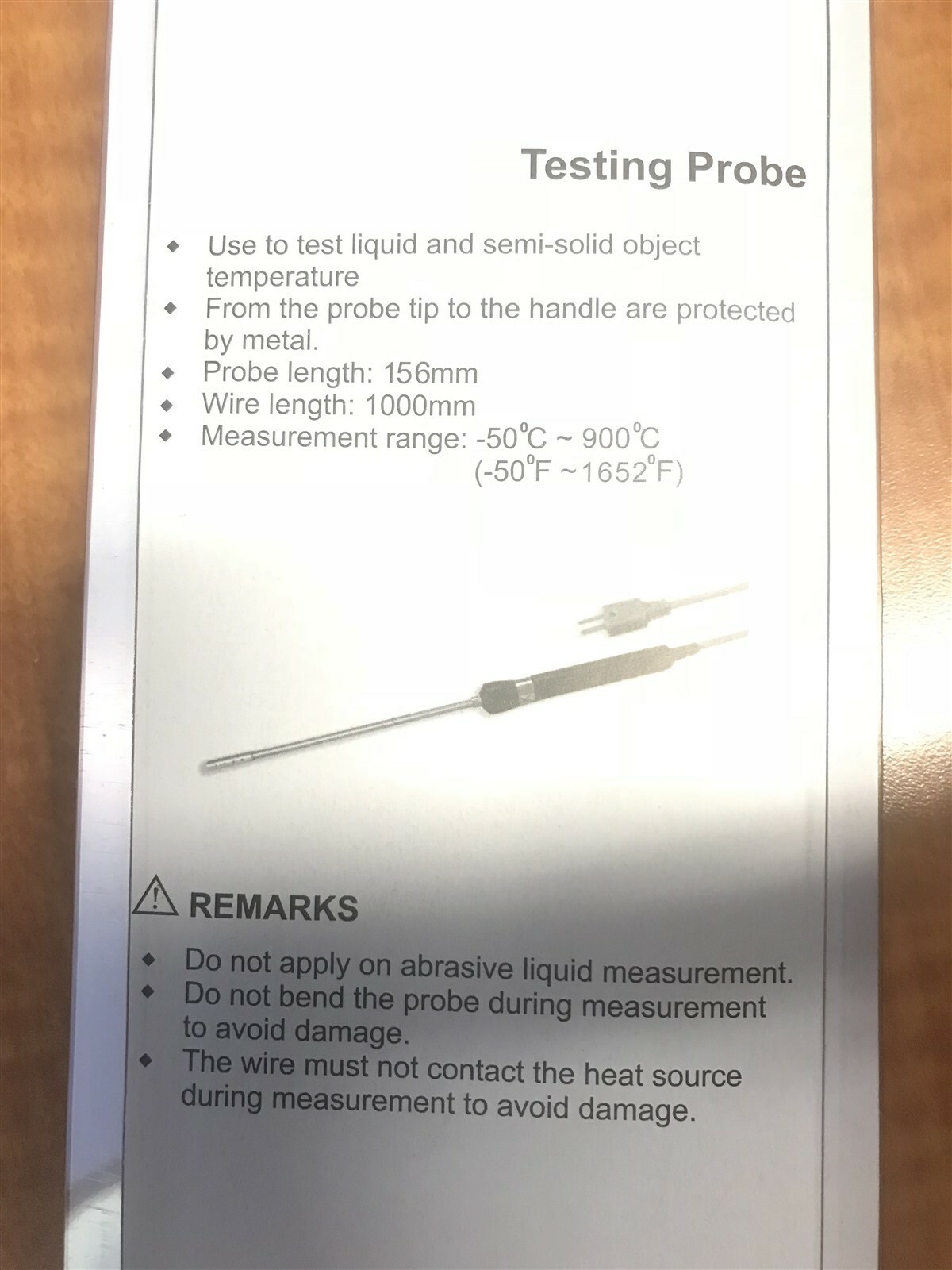 Tenma Testing Probe for Liquid and Semi-Solid Object Temperature (-50F - 1652F)