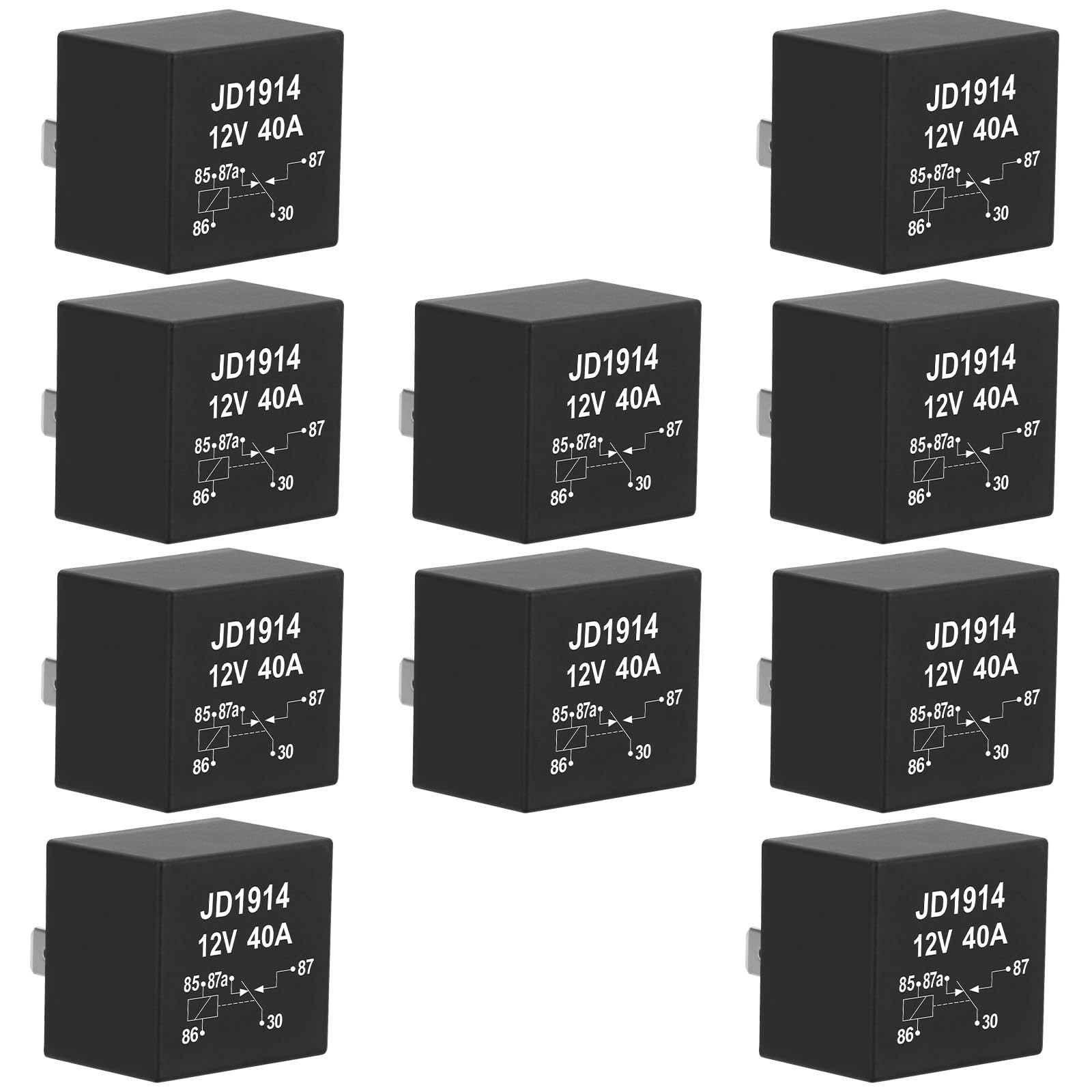 10 Pack JD1914 Car Relay, 12V 40/30A, 5 Pin SPDT, Automotive Switches and Sta...