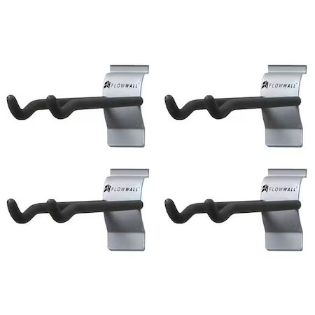 Flow Wall Fsh-036-4 Long Hook, Hanging, 40 Lb., Gray/Black,  Pk4