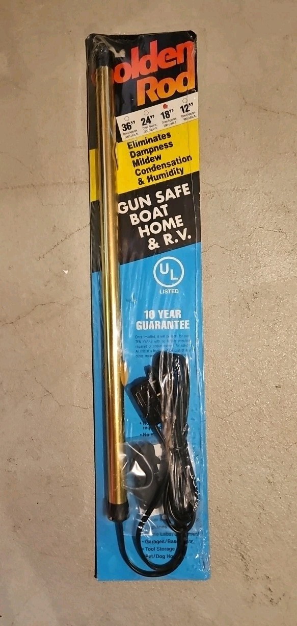 Lockdown Golden Rod Original Dehumidifer 18" For Safe Curio NIB