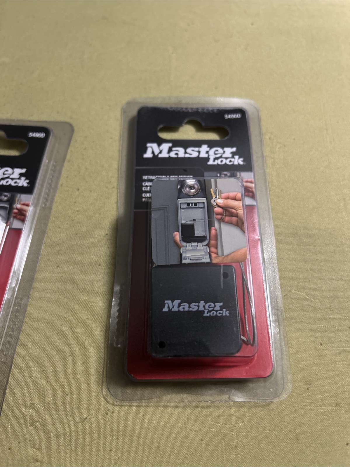 Lot of 2 Retractable Key Safe Tether, Master Lock 5490D, 36"