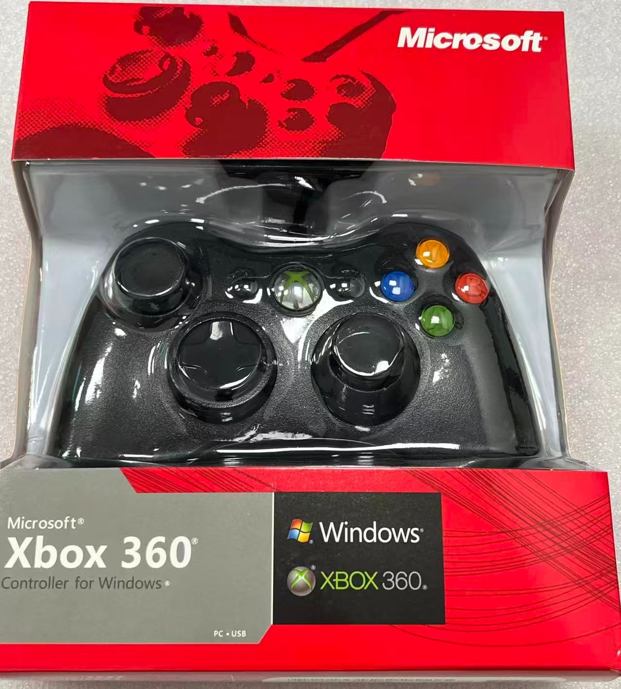 1xWired USB Controller FOR MICROSOFT XBOX 360, PC  Black