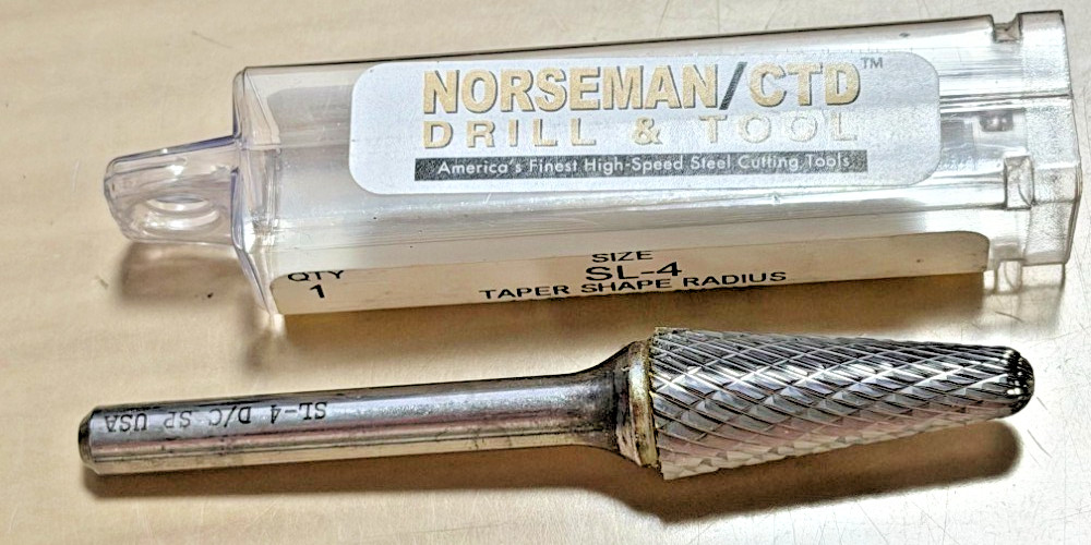 SL-5  Ball Nose Cone 5/8" Tungsten Carbide Burr Die Grinder Bit 1/4" 19259 USA