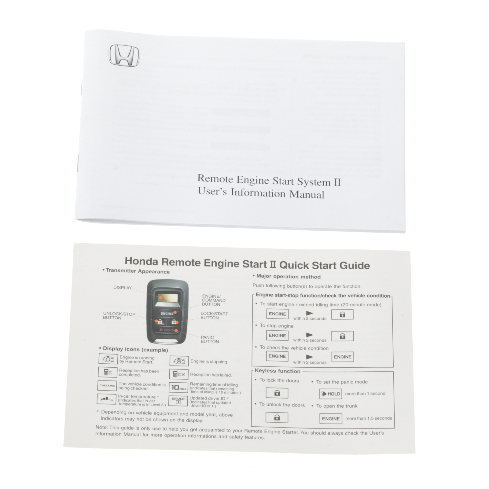 Genuine Honda Remote Start Attachment 08E92-TR0-100A